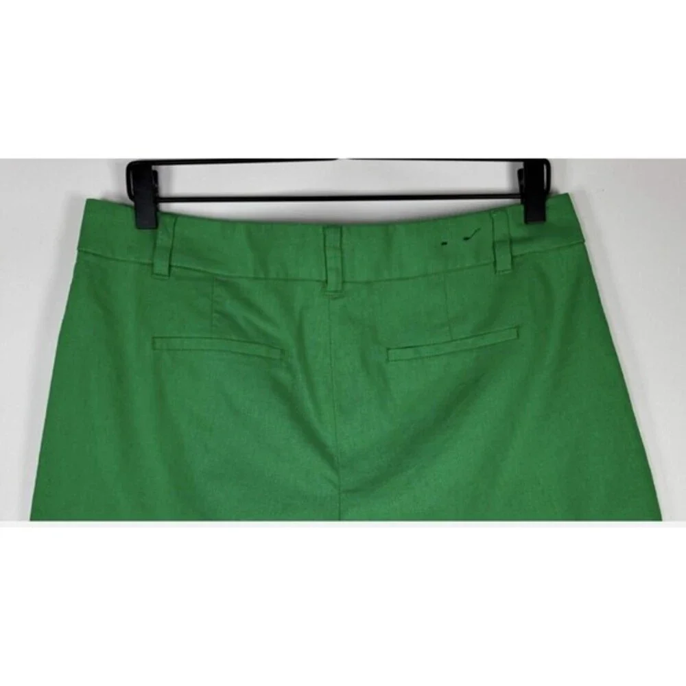 J Crew Shorts Womens 8 Green‎ Scalloped Hem Linen Cotton Blend Summer SU21